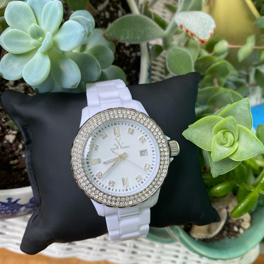 ToyWatch White Rhinestone